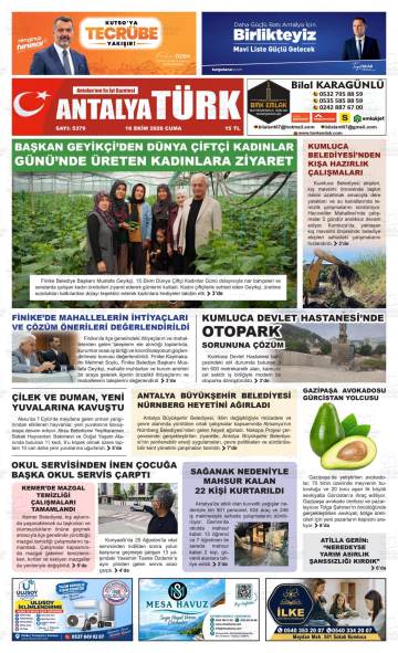 Antalya Türk gazetesi ilk sayfası