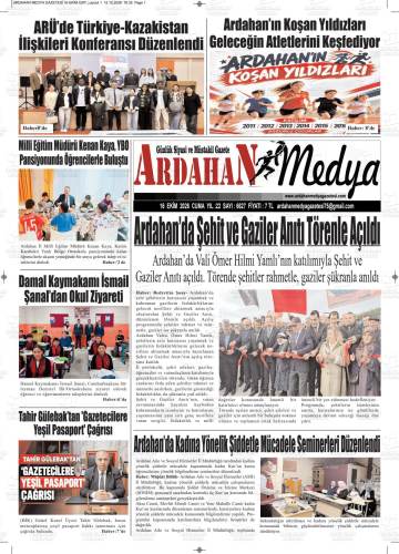 Ardahan Medya gazetesi ilk sayfası