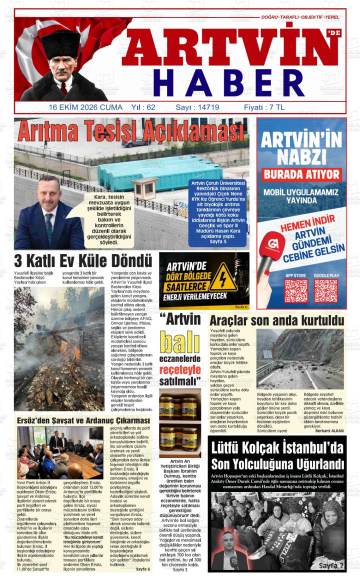 Artvin'de Haber gazetesi ilk sayfası