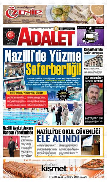 Adalet gazetesi ilk sayfası