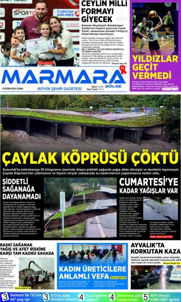 Marmara Bölge gazetesi ilk sayfası