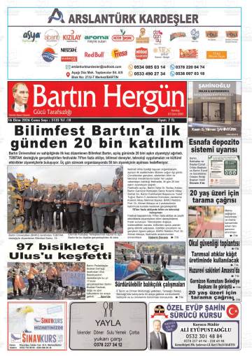 Bartın Hergün gazetesi ilk sayfası