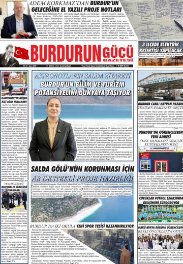 Burdurun Gücü gazetesi ilk sayfası