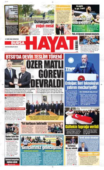 Bursa Hayat gazetesi ilk sayfası