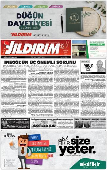 İnegöl Yıldırım gazetesi ilk sayfası