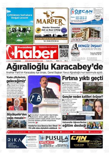 Karacabey Haber gazetesi ilk sayfası