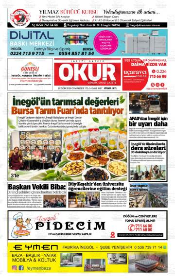 Okur gazetesi ilk sayfası
