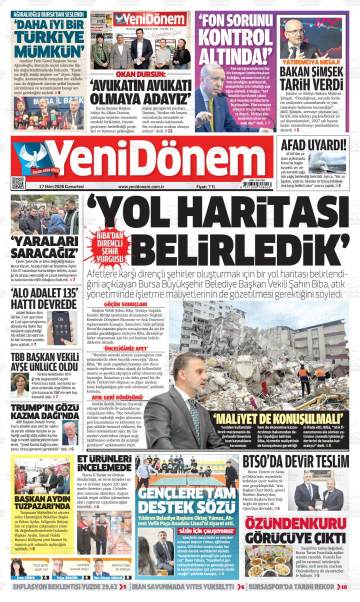 Yeni Dönem gazetesi ilk sayfası