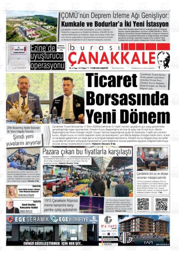 Burası Çanakkale gazetesi ilk sayfası