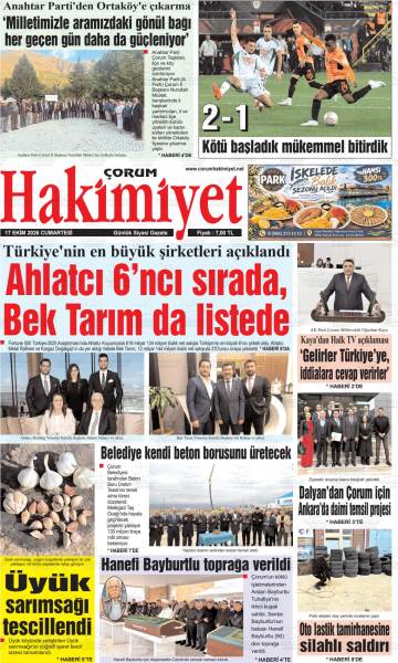 Çorum Hakimiyet gazetesi ilk sayfası