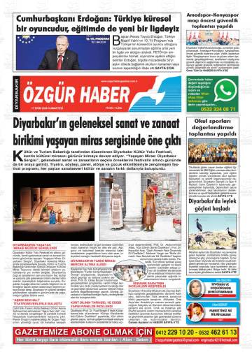 Diyarbakır Özgür Haber gazetesi ilk sayfası