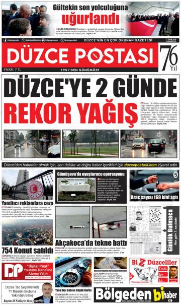 Düzce Postası gazetesi ilk sayfası