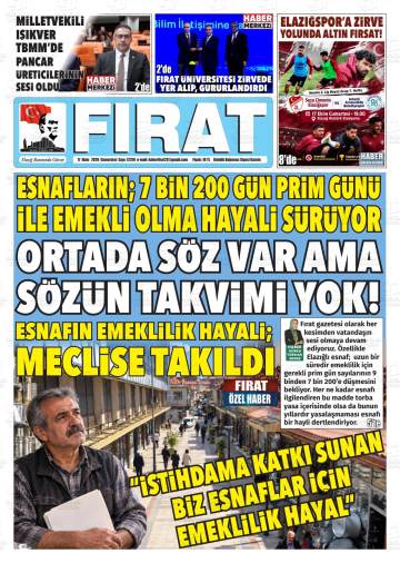 Fırat gazetesi ilk sayfası