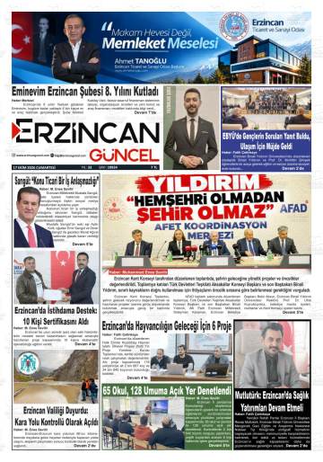 Erzincan Güncel gazetesi ilk sayfası