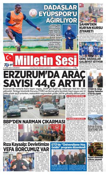 Milletin Sesi gazetesi ilk sayfası