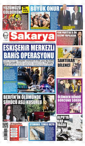 Sakarya gazetesi ilk sayfası