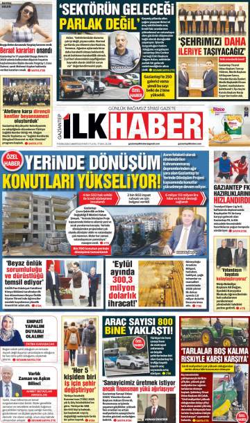 Gaziantep İlk Haber gazetesi ilk sayfası