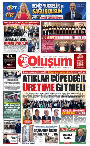 Gaziantep Oluşum gazetesi ilk sayfası