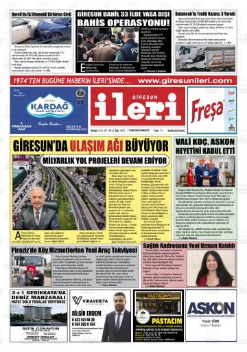 Giresun İleri gazetesi ilk sayfası