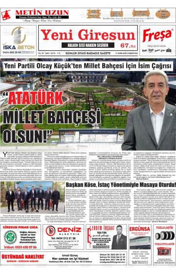 Yeni Giresun gazetesi ilk sayfası