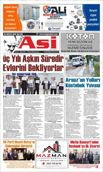 Hatay Asi gazetesi ilk sayfası