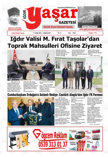 Iğdır Yaşar gazetesi ilk sayfası