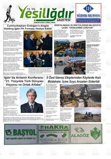 Yeşil Iğdır gazetesi ilk sayfası