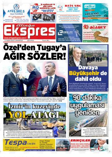 Aliağa Ekspres gazetesi ilk sayfası