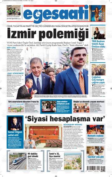Ege Saati gazetesi ilk sayfası