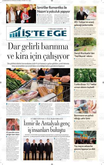 İş'te Ege gazetesi ilk sayfası