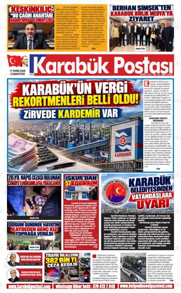 Karabük Postası gazetesi ilk sayfası