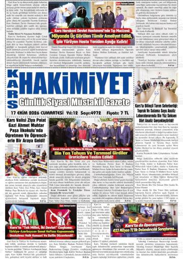 Kars Hakimiyet gazetesi ilk sayfası