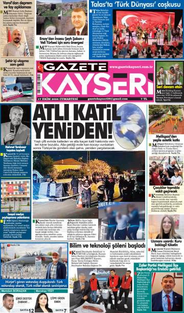 Gazete Kayseri gazetesi ilk sayfası