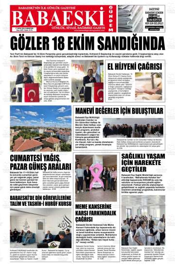 Babaeski Gündem gazetesi ilk sayfası