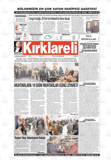 Kırklareli gazetesi ilk sayfası