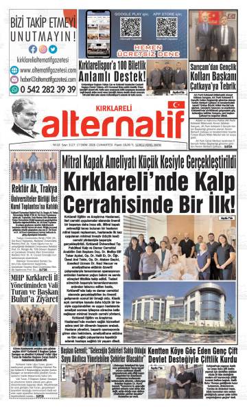 Kırklareli Alternatif gazetesi ilk sayfası