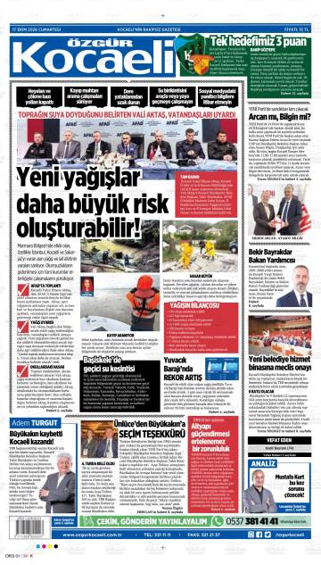 Özgür Kocaeli gazetesi ilk sayfası