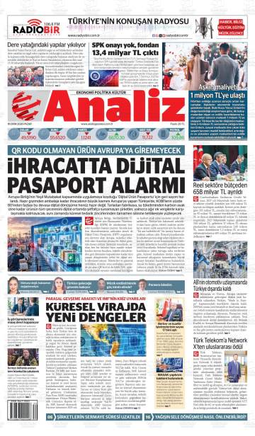 Analiz gazetesi ilk sayfası
