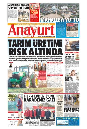 Anayurt gazetesi ilk sayfası