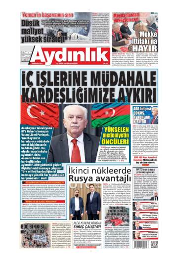 Aydınlık gazetesi ilk sayfası