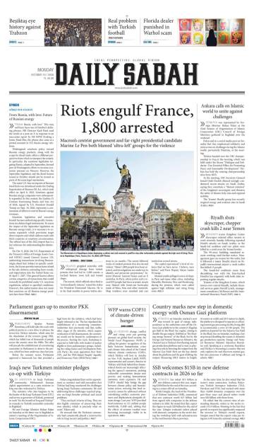 Daıly Sabah gazetesi ilk sayfası