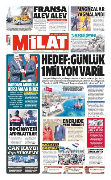 Milat gazetesi ilk sayfası