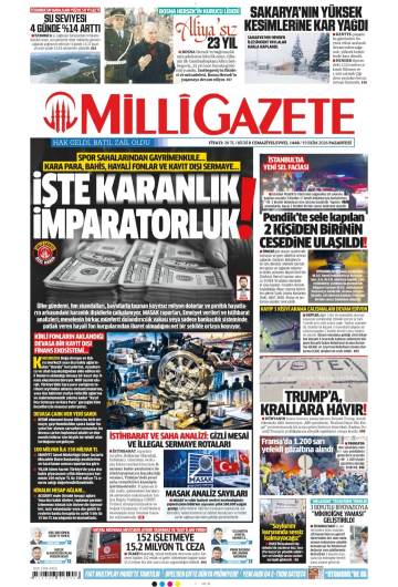 Milli Gazete gazetesi ilk sayfası