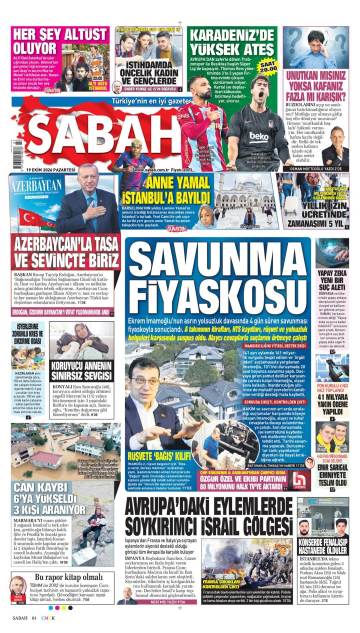 Sabah gazetesi ilk sayfası