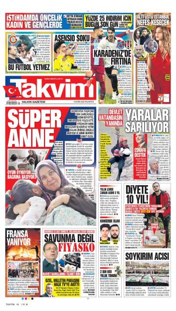 Takvim gazetesi ilk sayfası