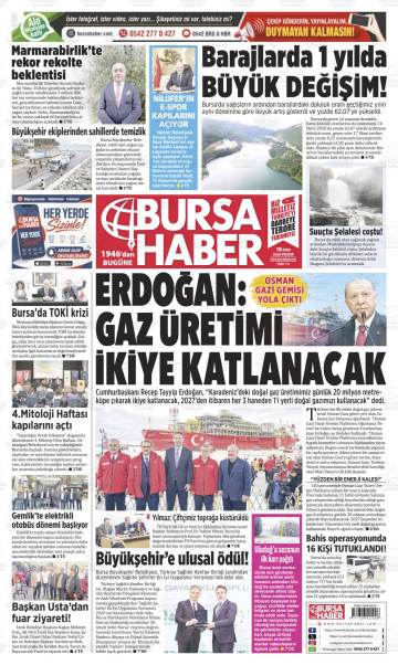 Bursa Haber gazetesi ilk sayfası