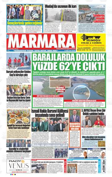 Yeni Marmara gazetesi ilk sayfası