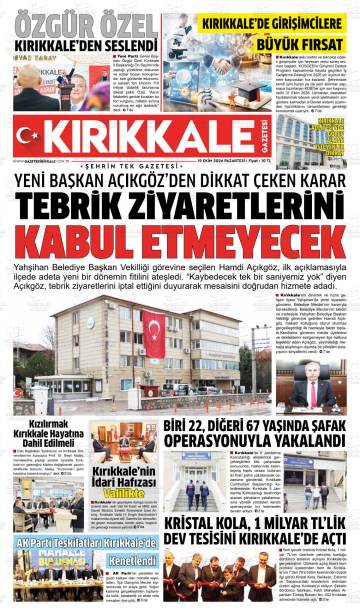 Kırıkkale Gazetesi gazetesi ilk sayfası