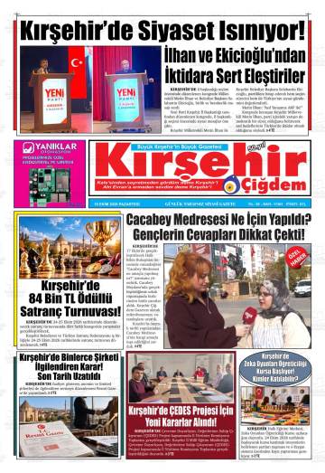 Kırşehir Çiğdem gazetesi ilk sayfası