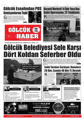 Gölcük Haber gazetesi ilk sayfası